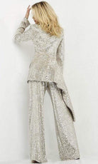 Jovani - 04904 Shiny Loose Contemporary Blazer - detail view
