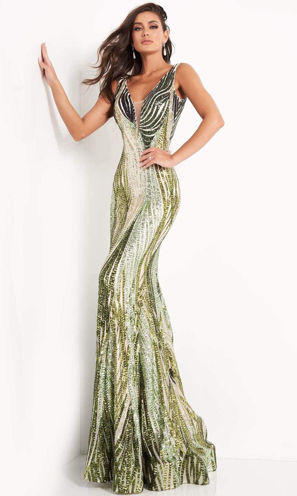 Jovani - 05103 Sequin Plunging V Neck Junior Prom Gown - designer prom dress at Silhouette Dresses