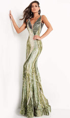 Jovani - 05103 Sequin Plunging V Neck Junior Prom Gown - designer prom dress at Silhouette Dresses