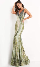 Jovani - 05103 Sequin Plunging V Neck Junior Prom Gown - back view