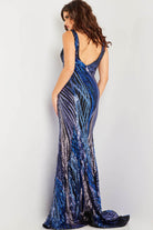 Jovani - 05103 Sequin Plunging V Neck Junior Prom Gown - view 4