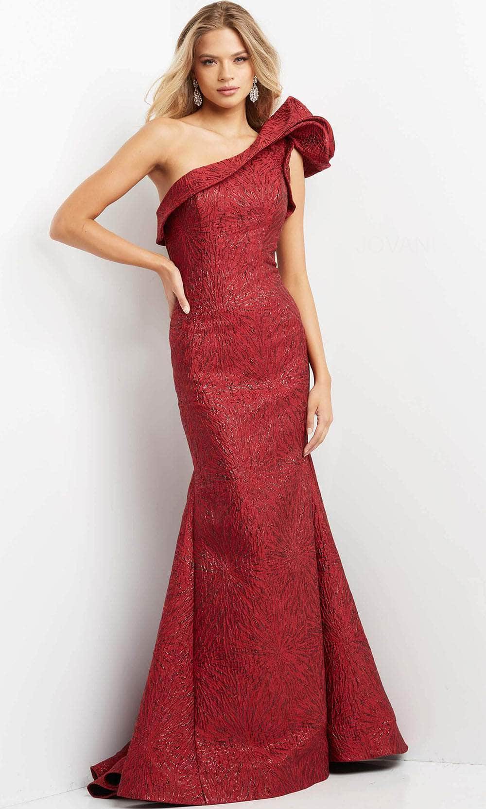 Jovani 05176 - Floral Ruffle Jacquard Evening Dress - view 4
