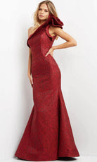 Jovani 05176 - Floral Ruffle Jacquard Evening Dress - detail view