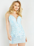 Jovani - 05282 Sequin Floral Appliqued Backless Cocktail Dress - view 8