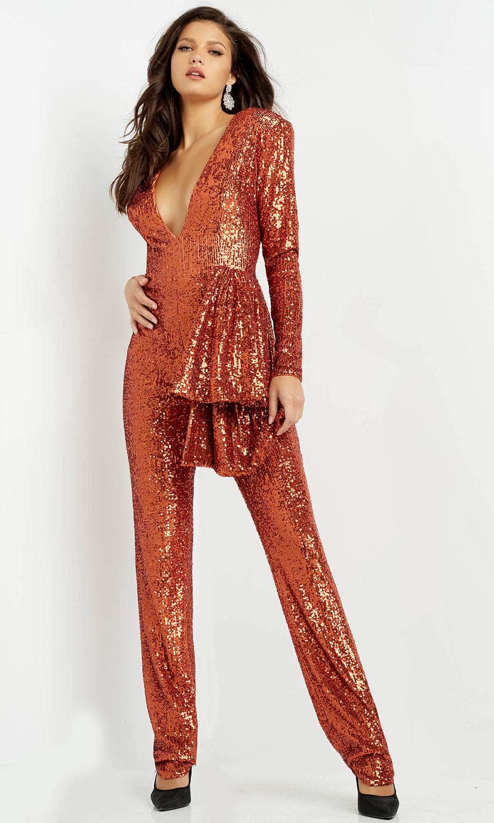 Jovani 05345 - Sequin V-Neck Jumpsuit - designer evening gown at Silhouette Dresses