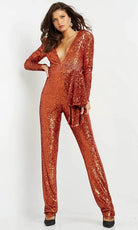 Jovani 05345 - Sequin V-Neck Jumpsuit - back view