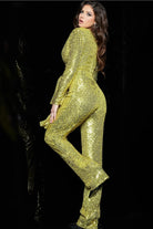 Jovani 05345 - Sequin V-Neck Jumpsuit - view 5