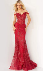 Jovani - 05838 Off Shoulder Glitter Mermaid Gown - back view