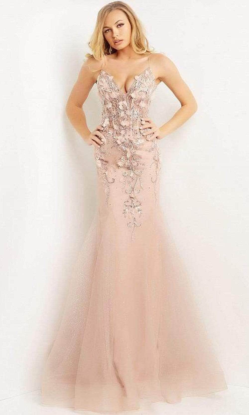 Jovani - 05839 Floral Applique Corset Bodice Prom Dress - designer prom dress at Silhouette Dresses