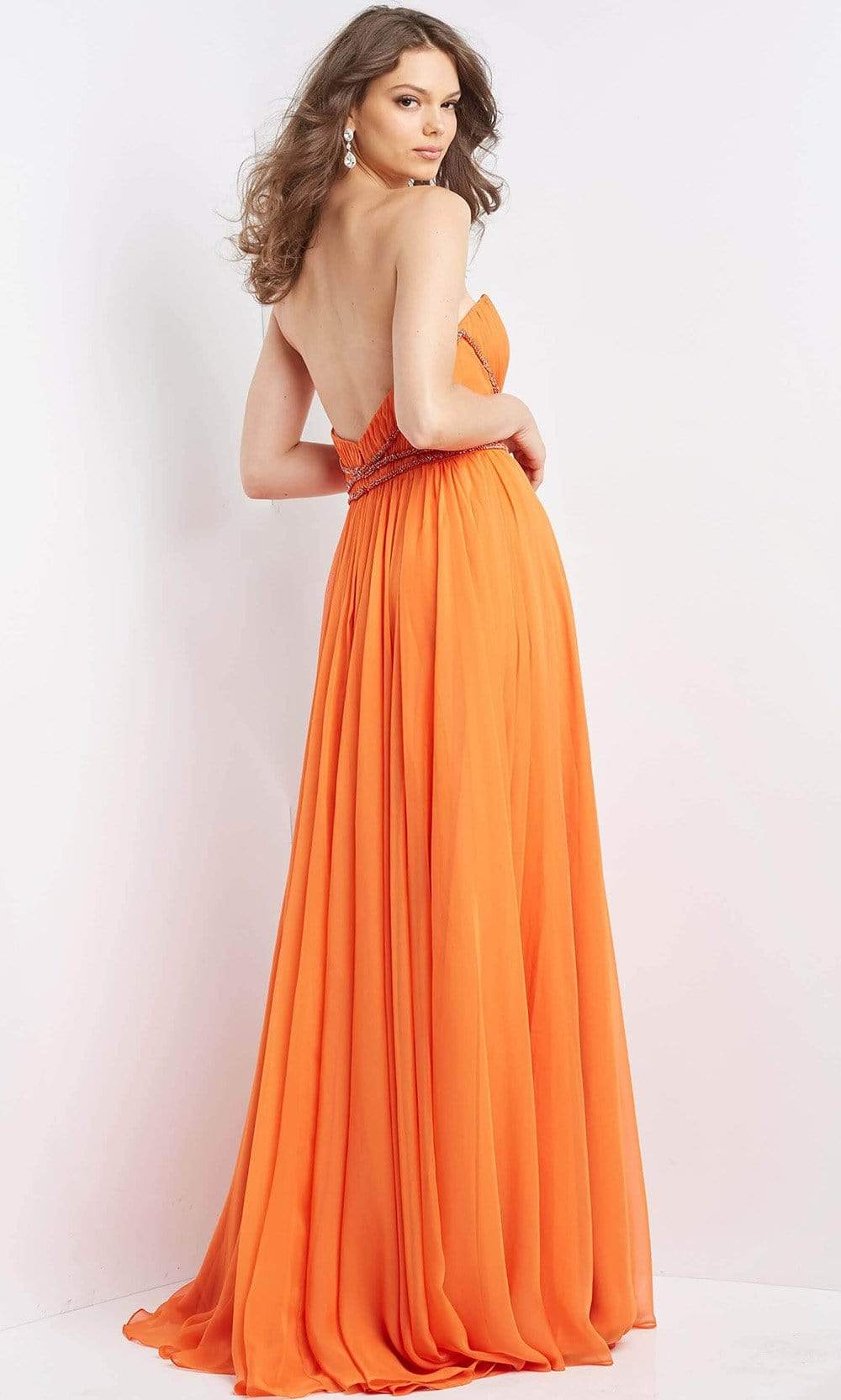 Jovani - 05971 Strapless Pleated Chiffon Gown - back view