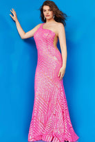Jovani - 06017 Geometric Sequined Gown - view 6
