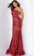 Jovani - 06017 Geometric Sequined Gown - detail view