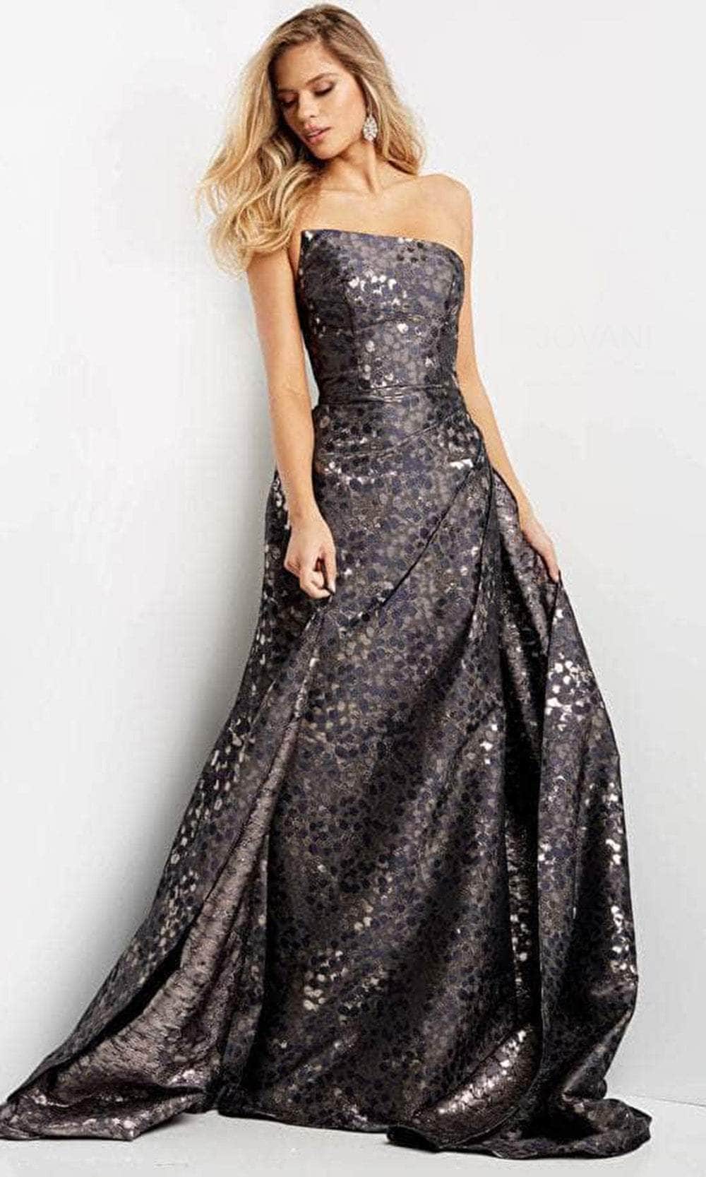 Jovani 06255 - Strapless Straight Across Neck Evening Gown - back view