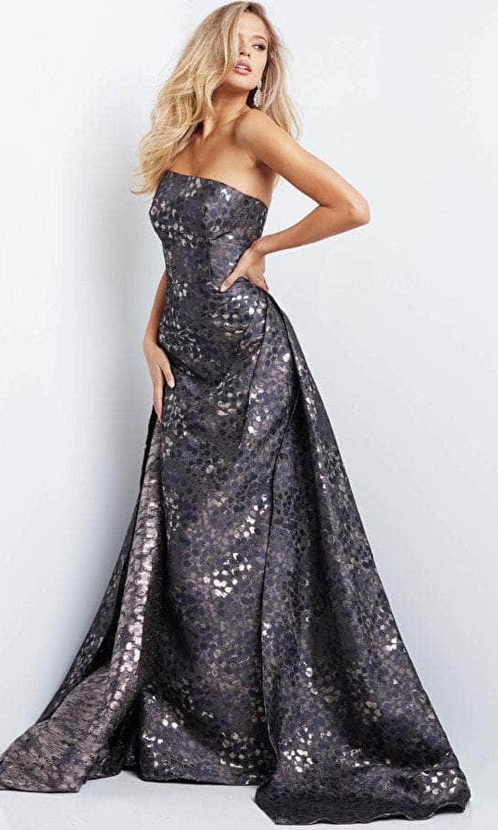 Jovani 06255 - Strapless Straight Across Neck Evening Gown - view 5