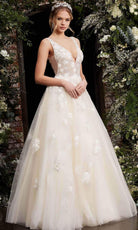 Jovani - 06286 Sheer Floral Applique Bodice Tulle Ballgown - designer wedding dress at Silhouette Dresses