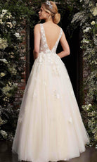 Jovani - 06286 Sheer Floral Applique Bodice Tulle Ballgown - back view