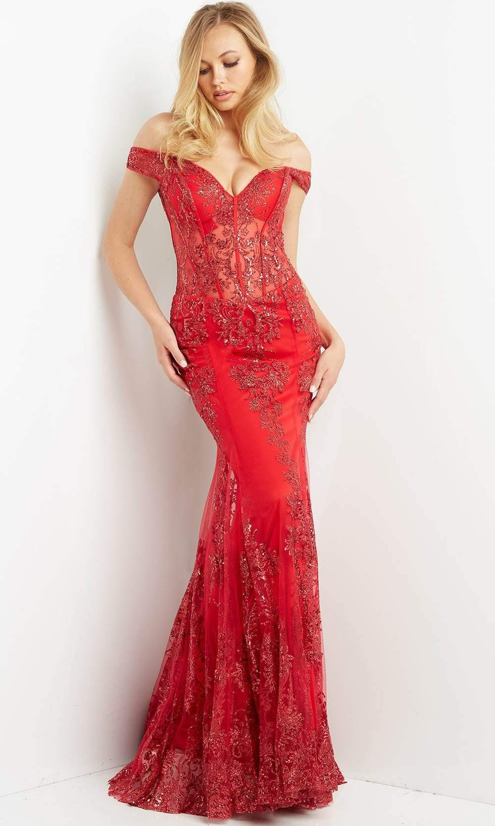 Jovani - 06369 Off Shoulder Embellished Mermaid Gown - designer prom dress at Silhouette Dresses