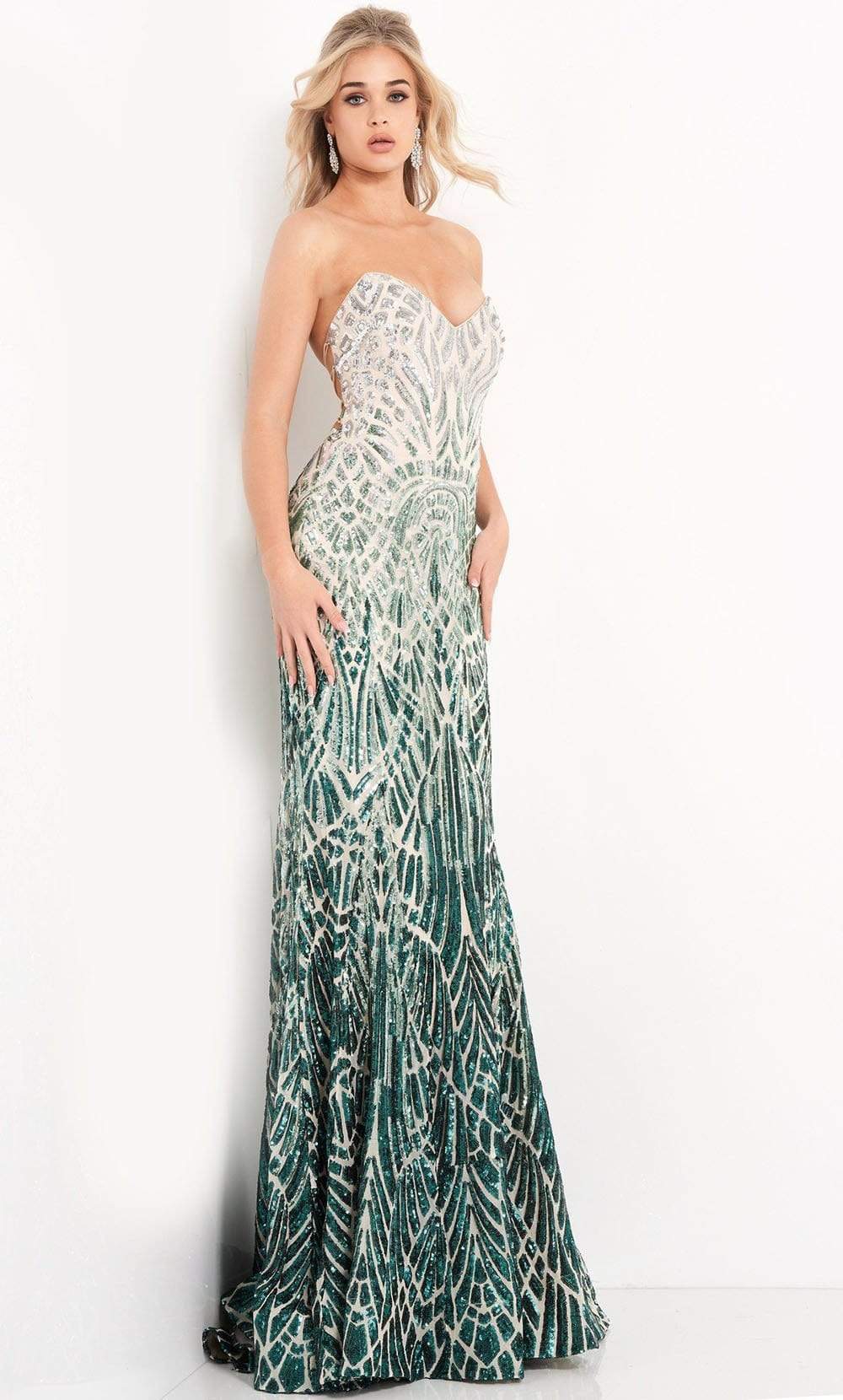 Jovani 06459 - Two Tone Sequined Strapless Sheath Dress - designer prom dress at Silhouette Dresses