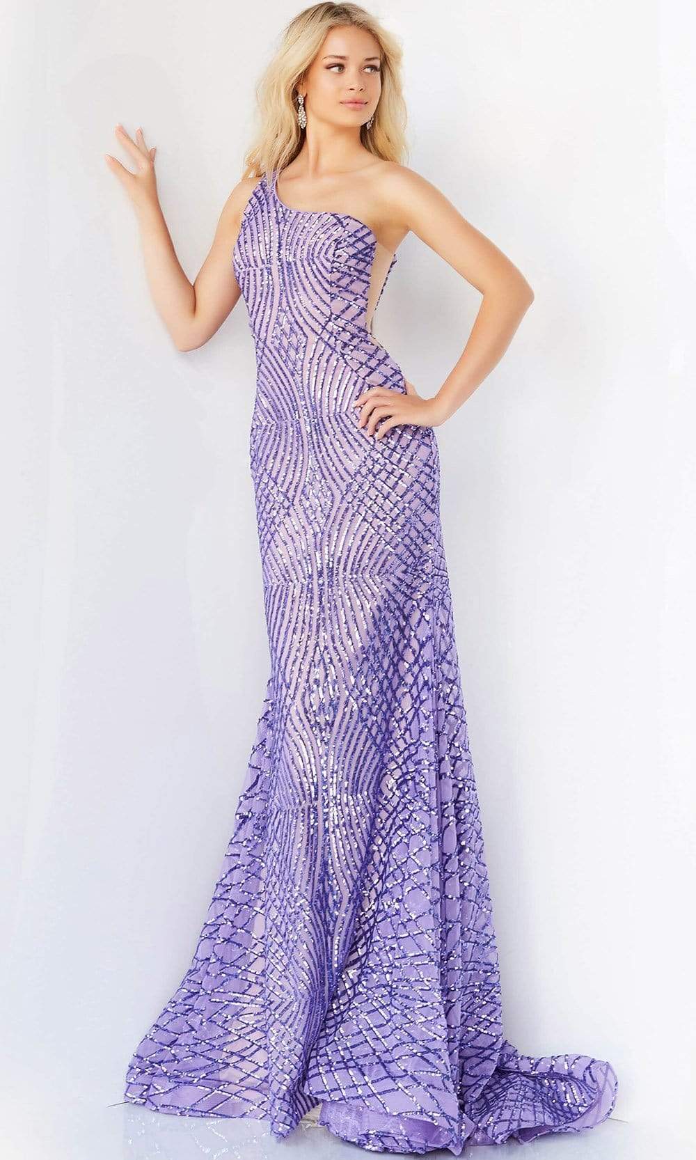 Jovani - 06517 One Shoulder Sequin Embellished Prom Dress - designer prom dress at Silhouette Dresses