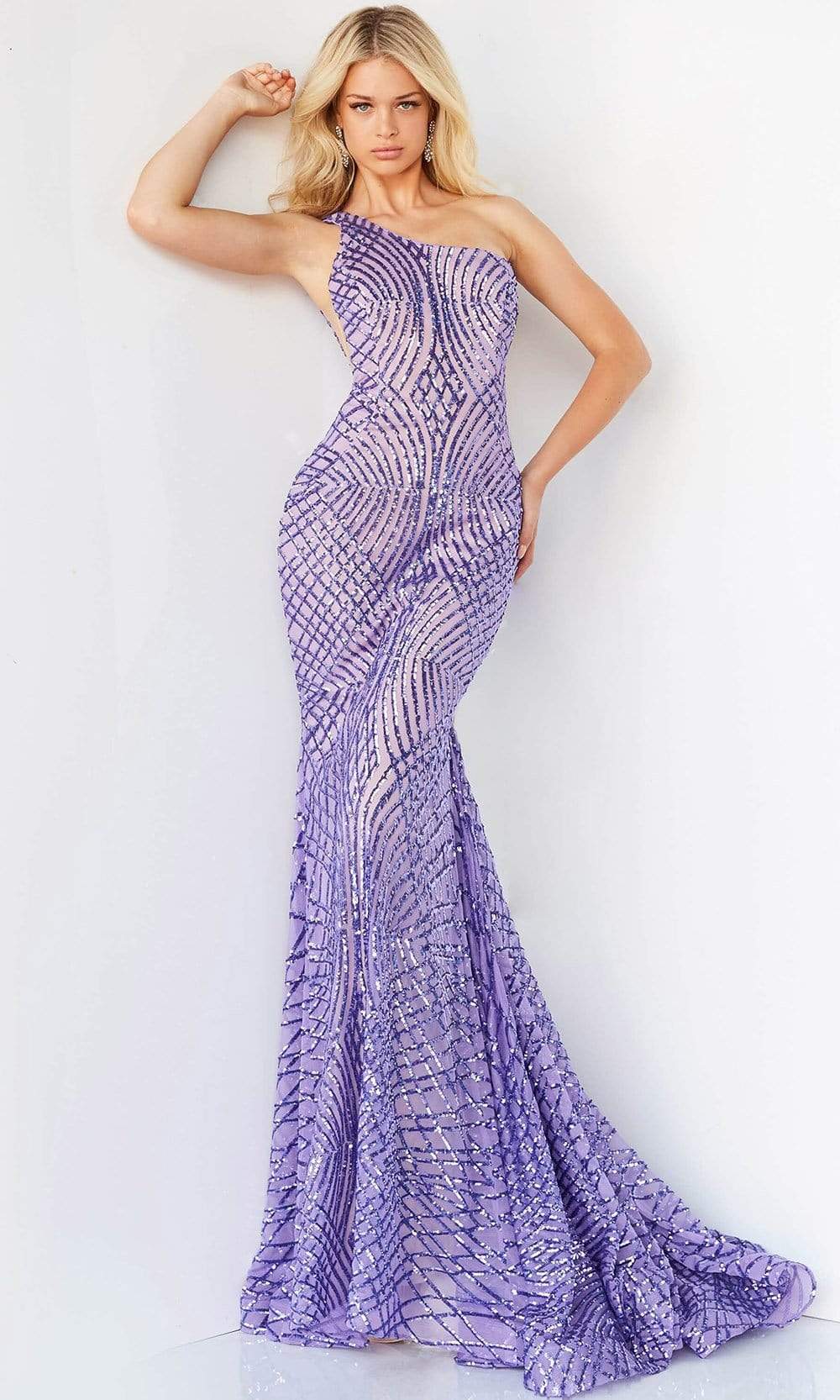Jovani - 06517 One Shoulder Sequin Embellished Prom Dress - view 5