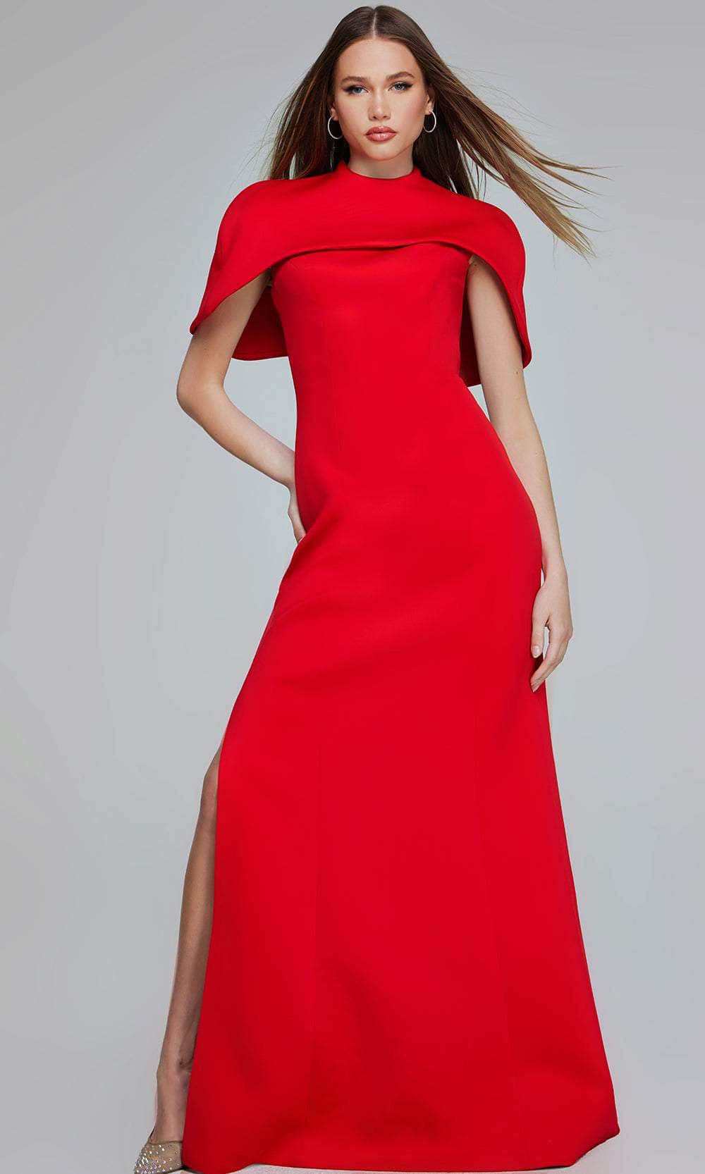 Jovani 06538 - High Neck Cape Evening Gown - designer evening gown at Silhouette Dresses
