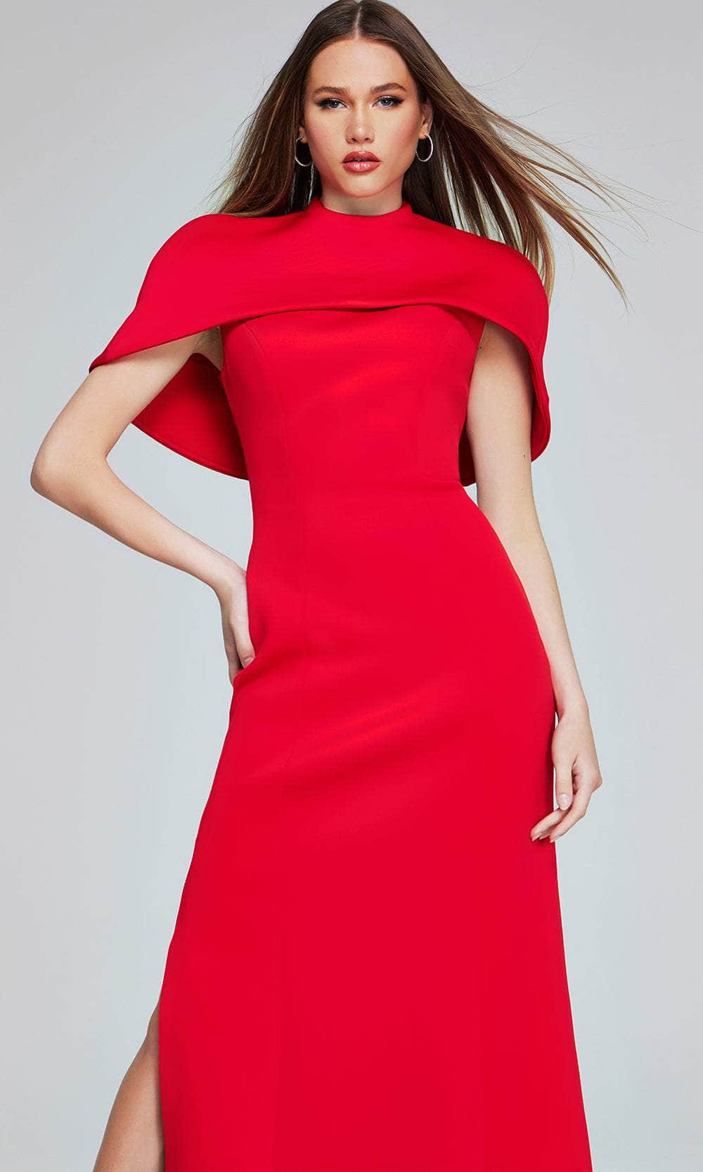 Jovani 06538 - High Neck Cape Evening Gown - detail view