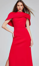 Jovani 06538 - High Neck Cape Evening Gown - detail view