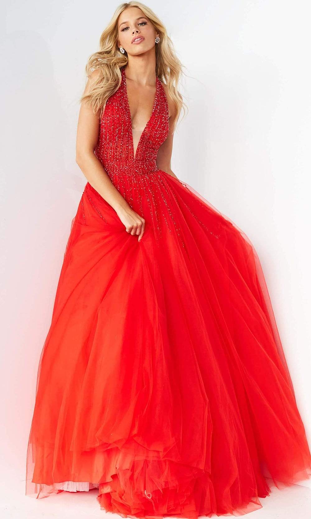 Jovani - 06598 Beaded Sleeveless Halter Ballgown - view 4