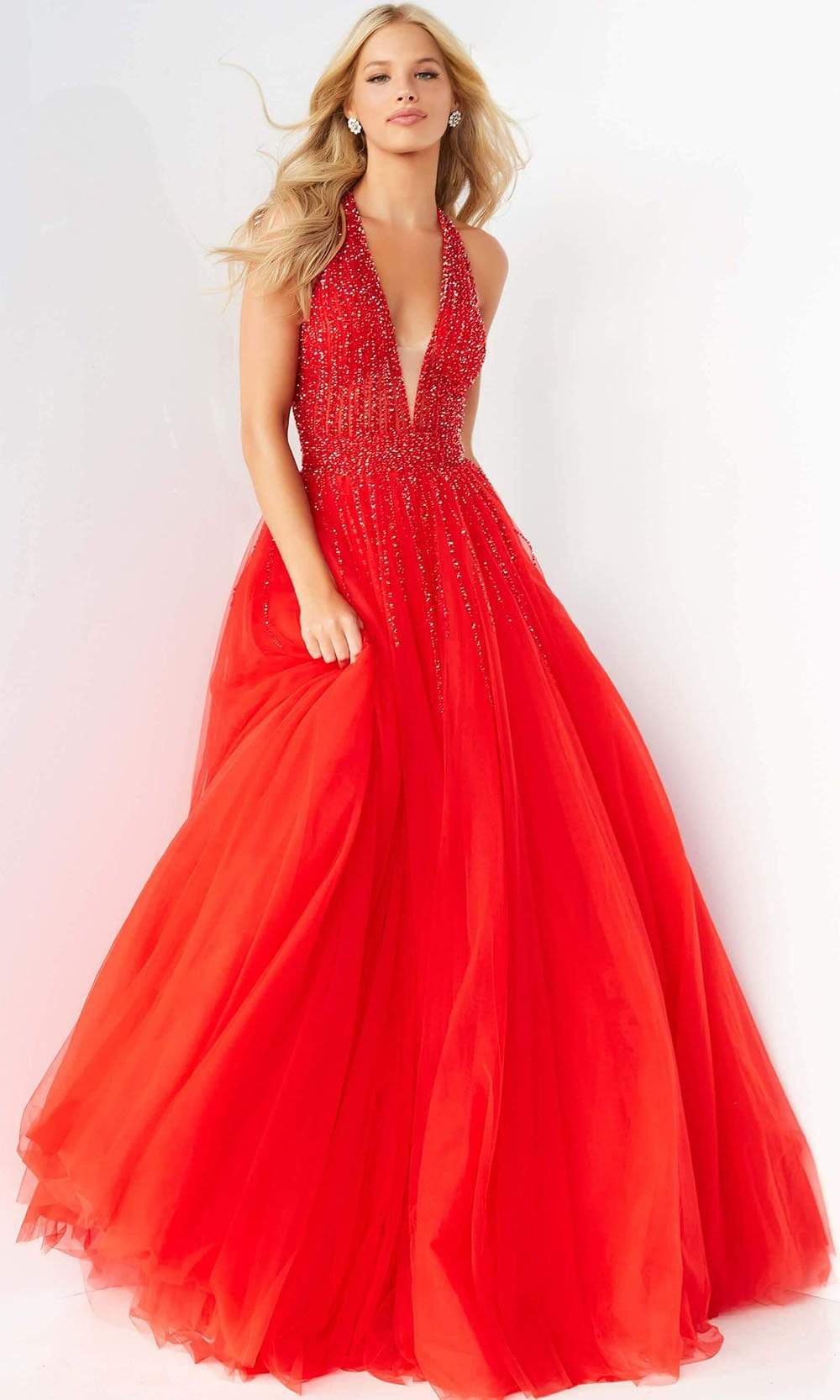 Jovani - 06598 Beaded Sleeveless Halter Ballgown - view 5