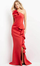 Jovani 06603 - Ruffle Trim Evening Gown with Slit - detail view