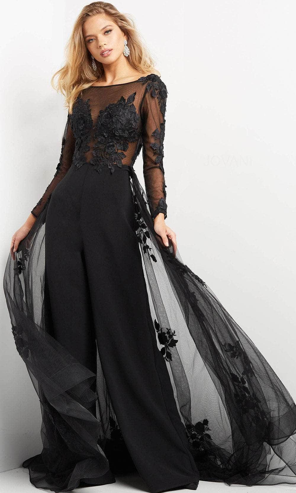 Jovani 06609 - Bateau Overskirt Evening Jumpsuit - designer formal jumpsuit at Silhouette Dresses