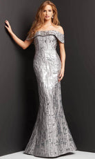 Jovani 06624 - Off-shoulder Straight Across Neck Evening Gown - back view
