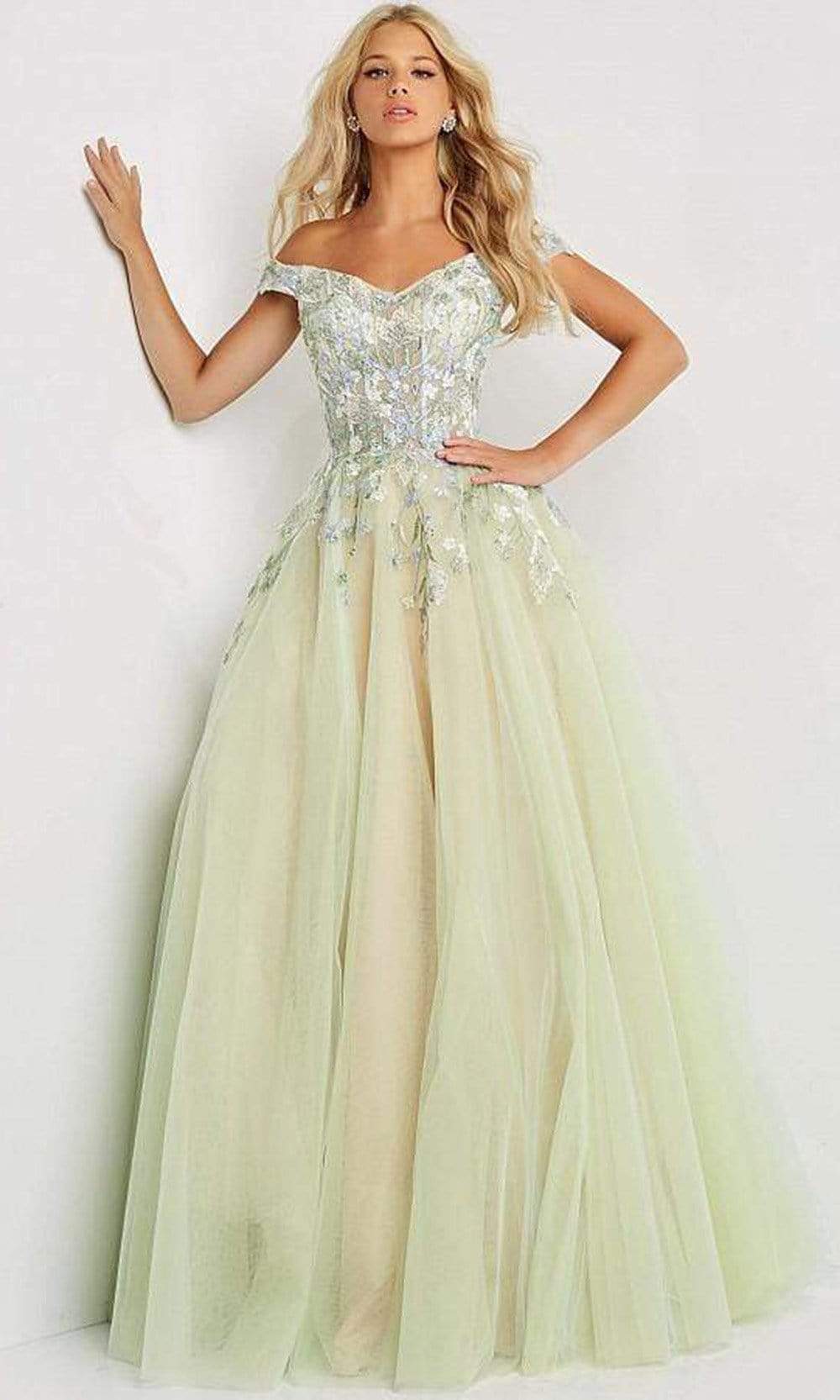 Jovani - 06794 Corset Floral Ballgown - designer ball gown at Silhouette Dresses