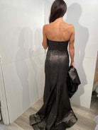 Jovani - 06867 Metallic Jacquard Asymmetric Neck Evening Gown - view 4