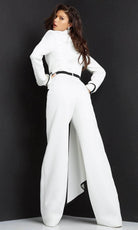 Jovani 06917 - Collared V-Neck Formal Jumpsuit - back view