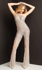 Jovani - 07079 Sheer Crystal Beaded Jumpsuit - back view