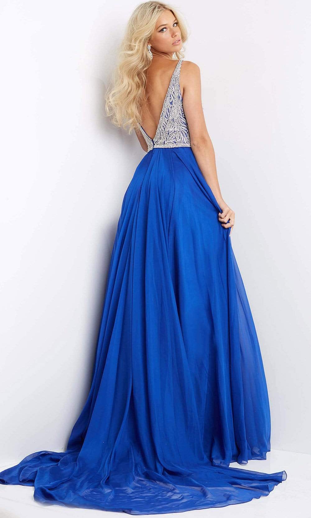 Jovani - 07136 Jeweled Bodice High Slit Gown - view 4
