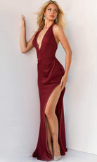 Jovani - 07141 Halter High Slit Sheath Dress - designer prom dress at Silhouette Dresses