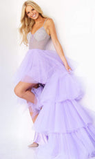 Jovani - 07231 Beaded High Low Tulle Gown - designer prom dress at Silhouette Dresses