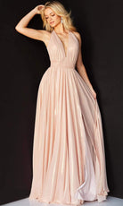Jovani - 07247 Plunging Halter Cascading Panel Gown - designer prom dress at Silhouette Dresses