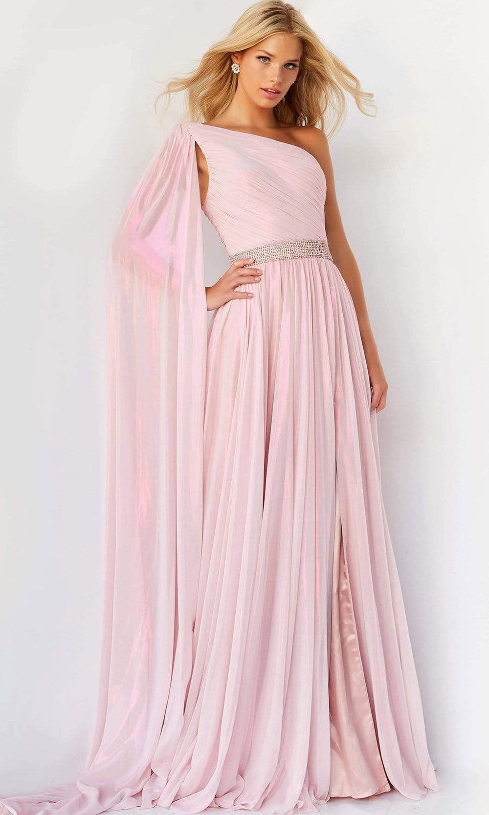 Jovani - 07248 One Shoulder Draped Chiffon Gown - designer prom dress at Silhouette Dresses