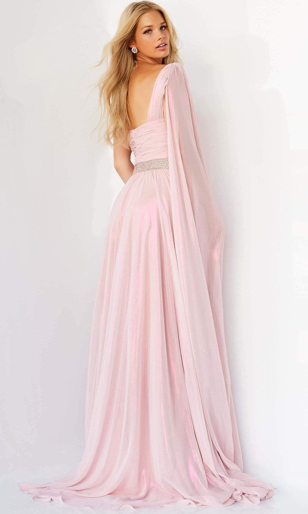 Jovani - 07248 One Shoulder Draped Chiffon Gown - view 4