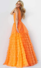 Jovani - 07264 Shirr-Ornate Plus Size Prom Tulle Gown - back view