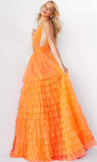 Jovani - 07264 Shirr-Ornate Plus Size Prom Tulle Gown - detail view