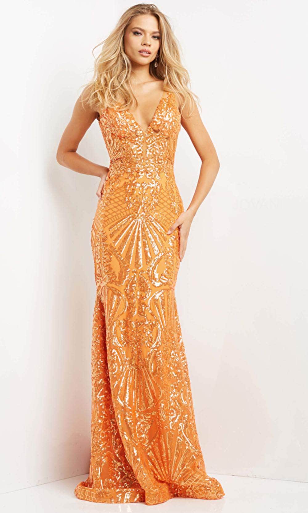 Jovani 07276 - Embellished Sleeveless V-Neck Evening Gown - back view