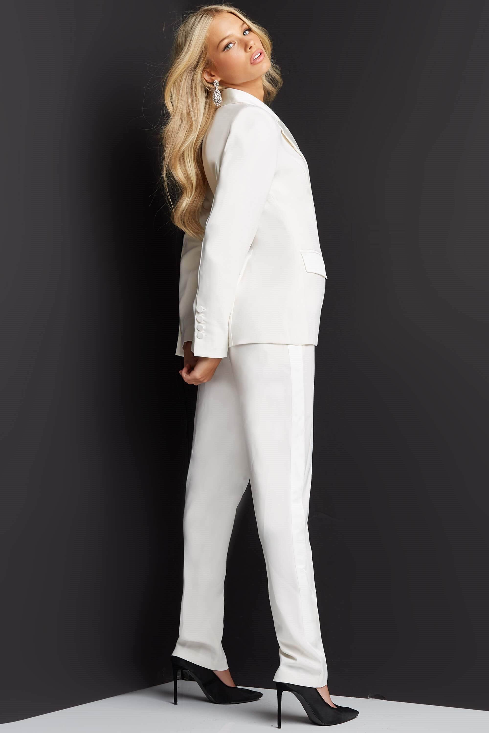 Jovani 07293 - Tuxedo Two-Piece Pantsuit - detail view