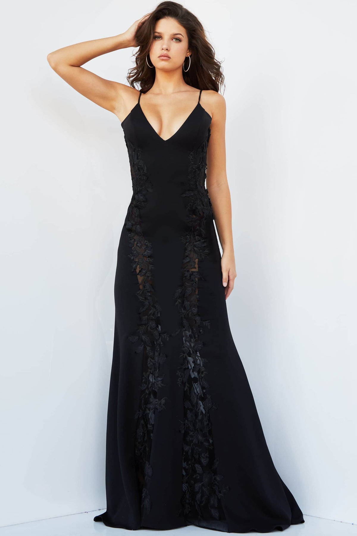 Jovani - 07296 Illusion Embroidered Mermaid Gown - back view
