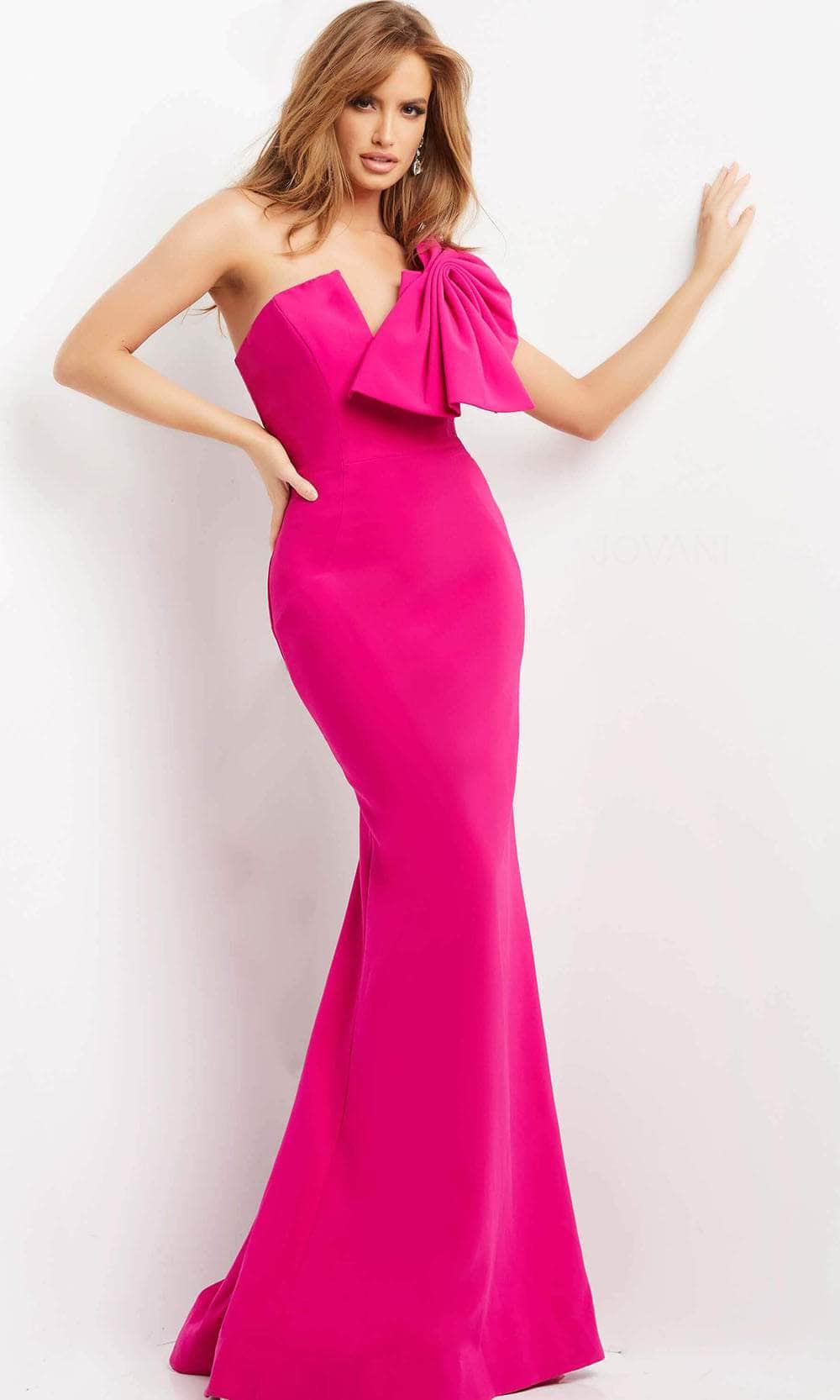 Jovani 07306 - Bow Accented Mermaid Evening Dress - back view