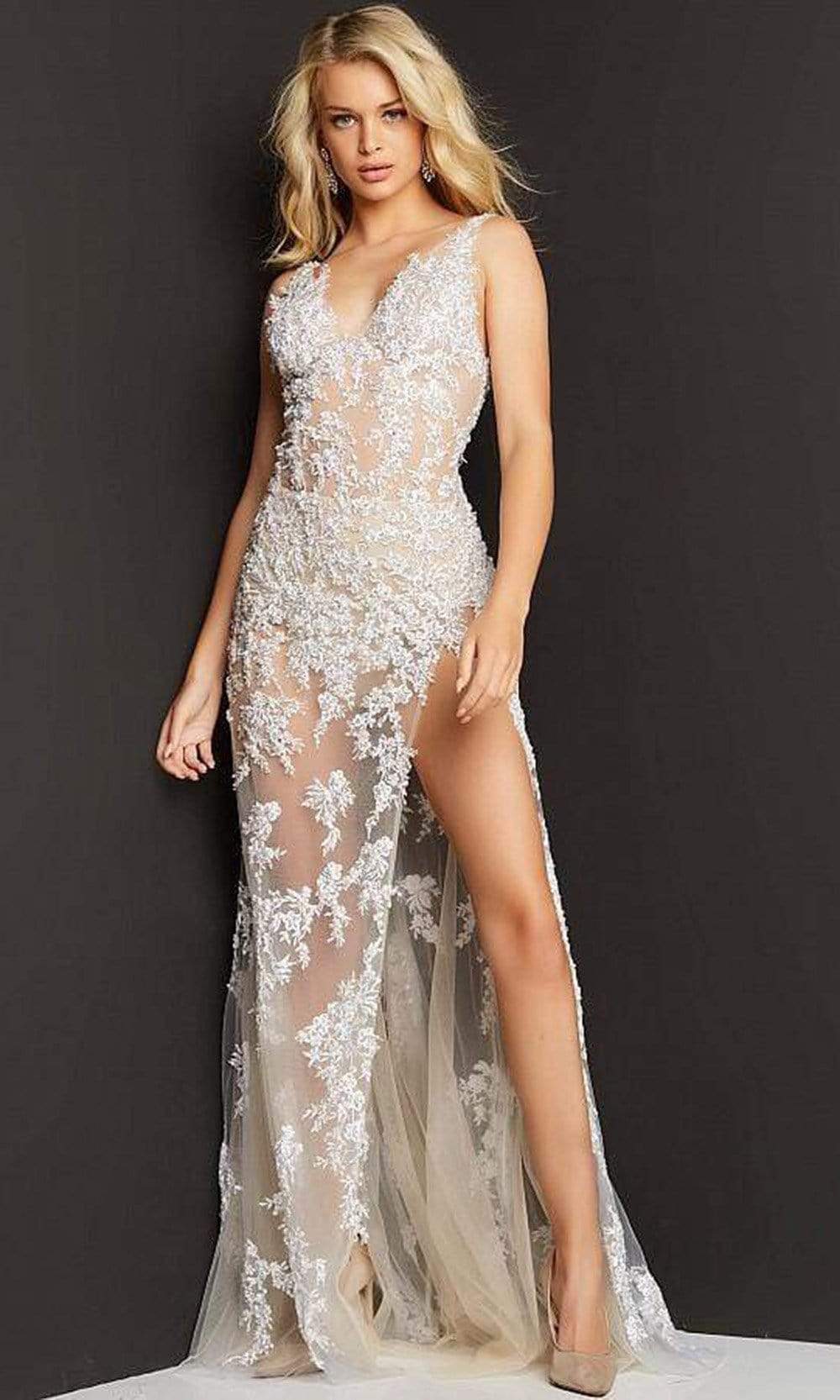 Jovani - 07368 Romantic Lace Sheer Sexy Dress - designer prom dress at Silhouette Dresses