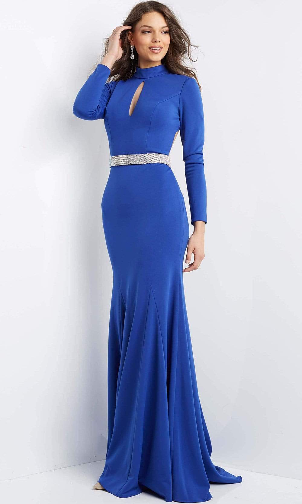 Jovani - 07392 High Neck Cutout Bodice Gown - back view